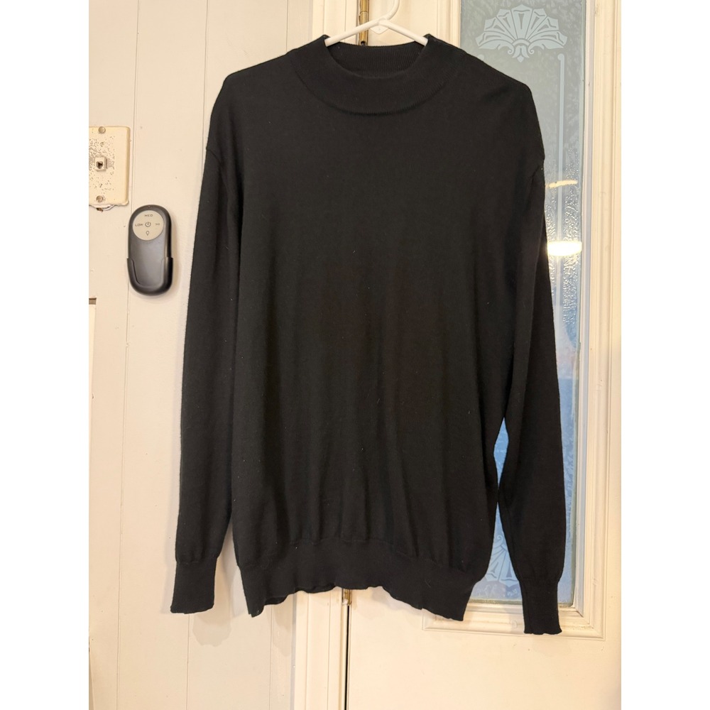 Gionfriddo Italy Mens Black Merino Wool Blend Mock Neck Sweater XL